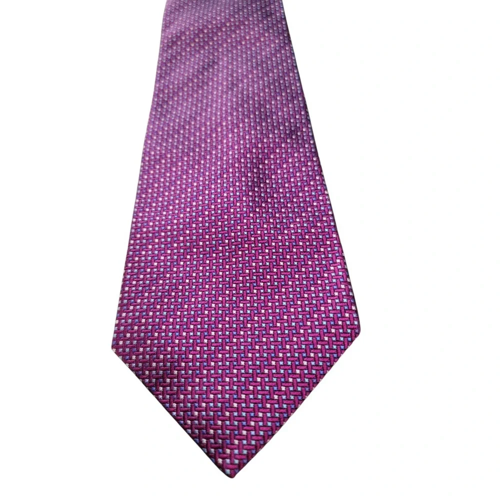 Charles Tyrwhitt Mens Purple Geometric Silk Necktie‎ Jermyn Street London